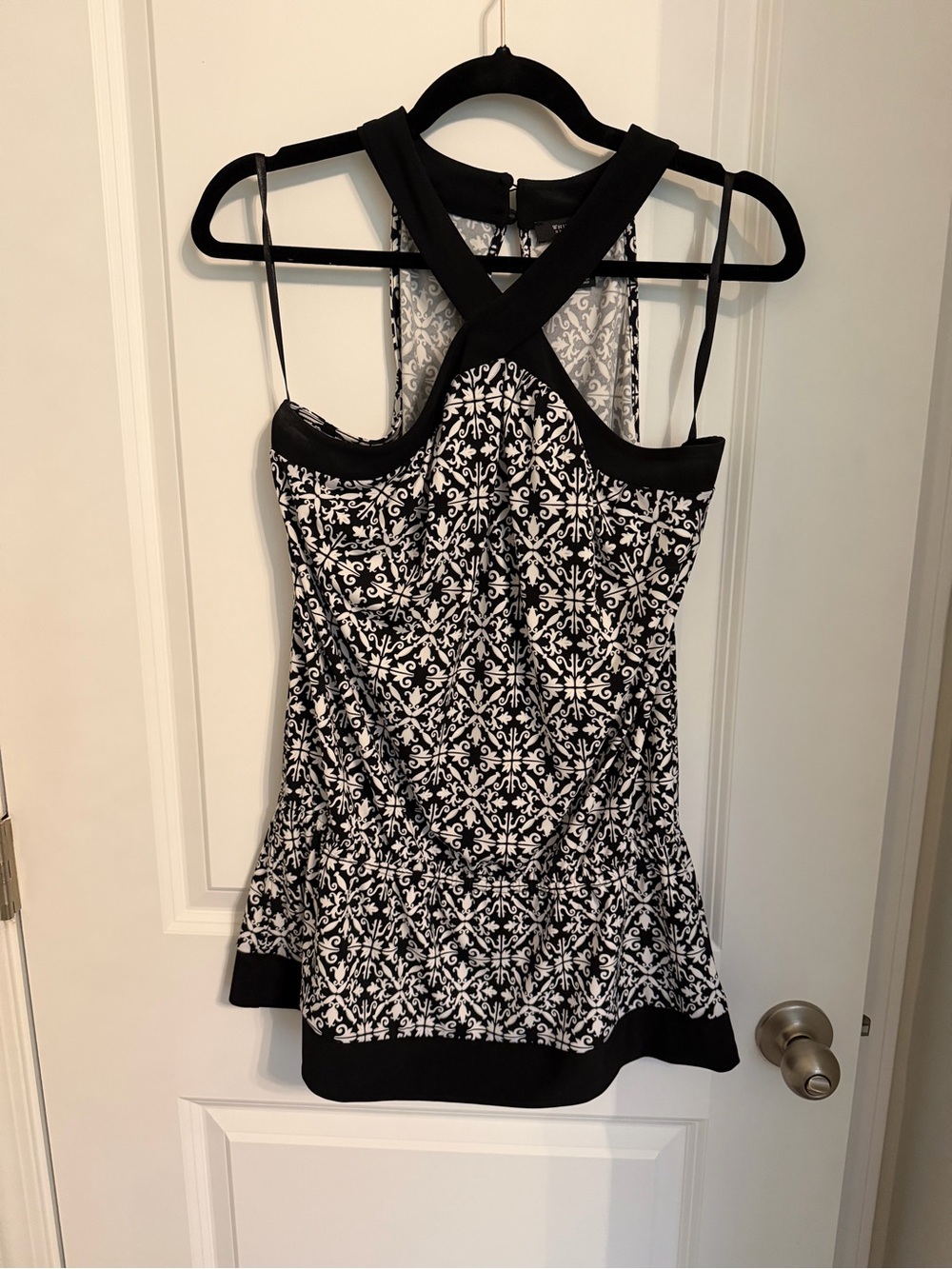 White House Black Market Black and White Patterned Camisole Top